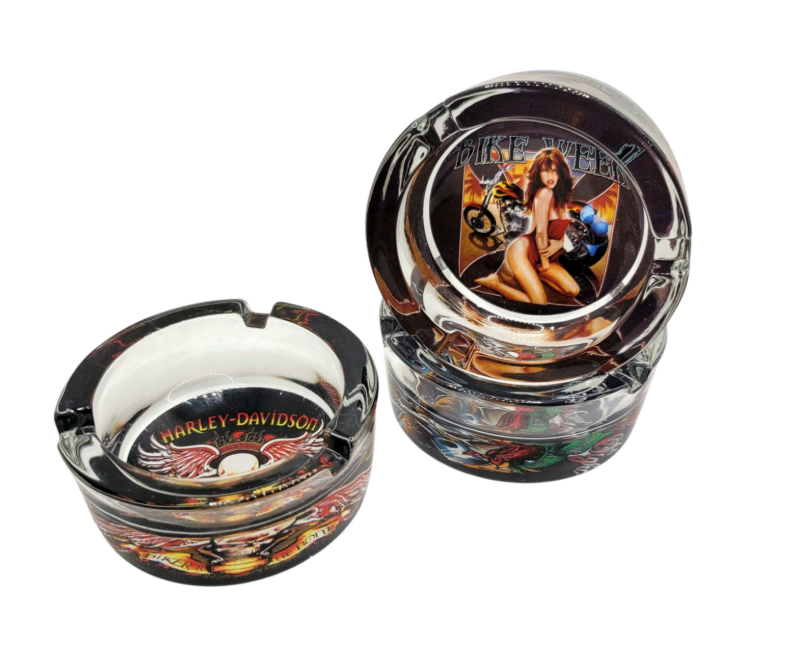 ROUND GLASS ASHTRAY (ASSORTED)